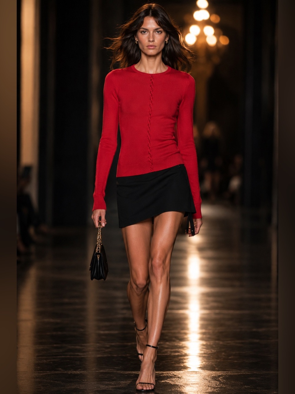 CLAUDE MONTANA Red Cashmere Knit Sweater